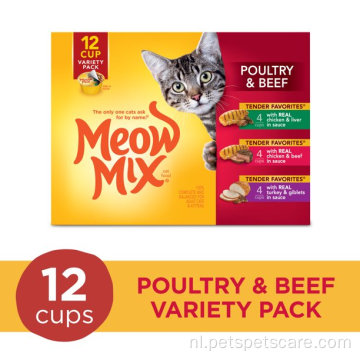 Meng zachte favorieten Poultry Beef nat kattenvoer